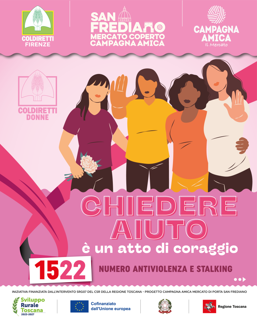 “Raccolta fondi Artemisia Firenze 8 marzo Mercato Porta San Frediano Coldiretti con Fiori del Coraggio”